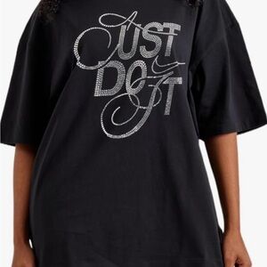 Nike Just Do It Rhinestone Embellished Black T-Shirt Large